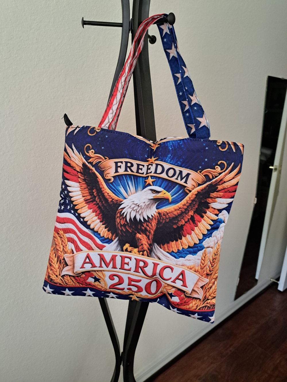 Patriotic Eagle 'Freedom America 250' Tote Bag - Red, White & Blue